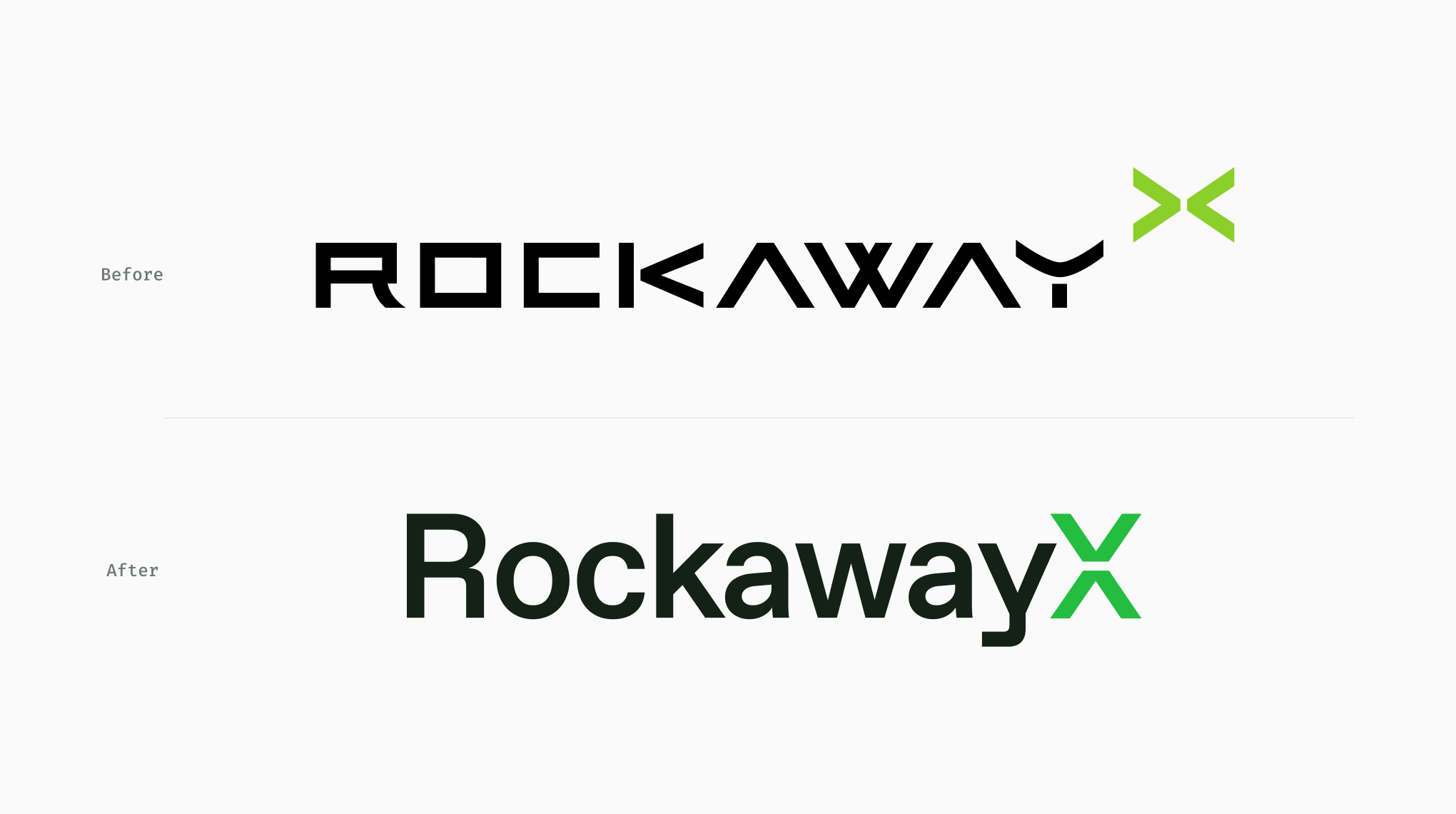 Logos before and after redesign
