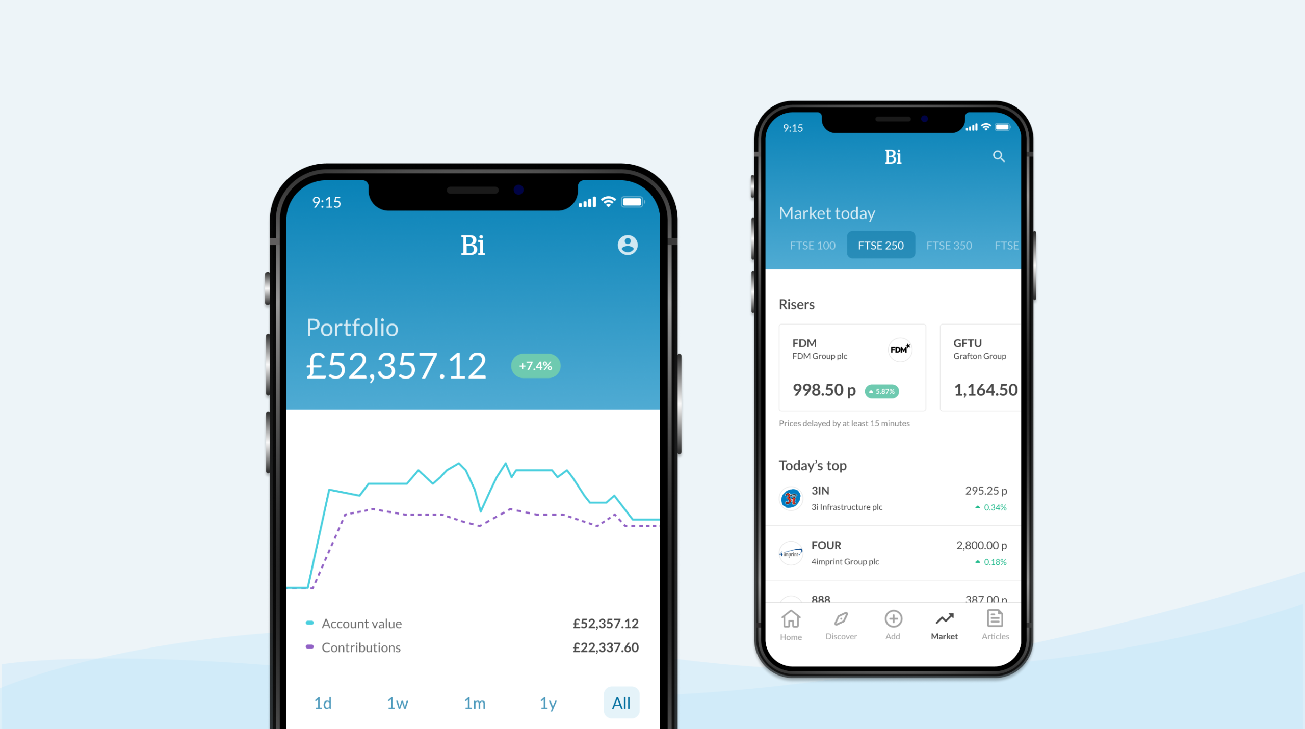 Investment app screens
