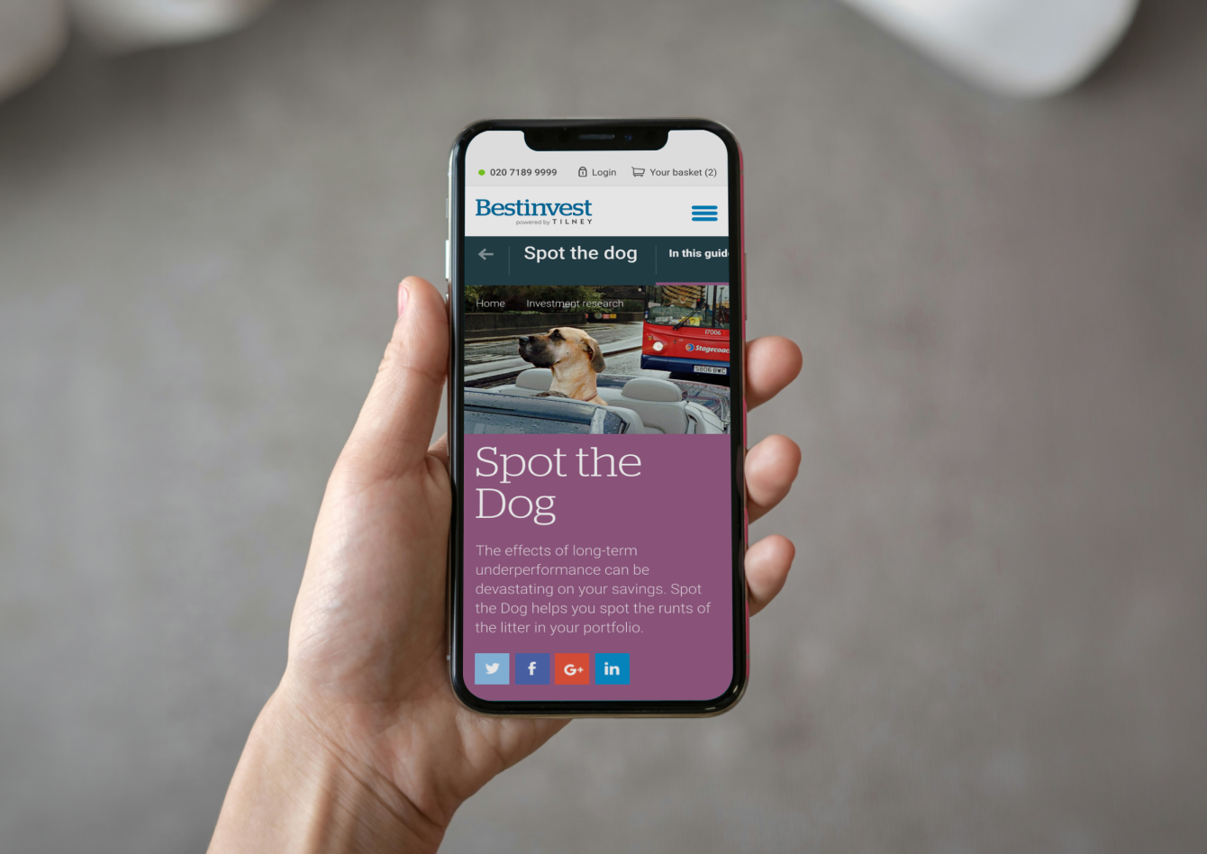Feature page on mobile