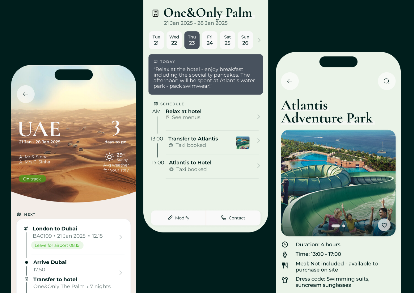 Guide and itinerary user journey