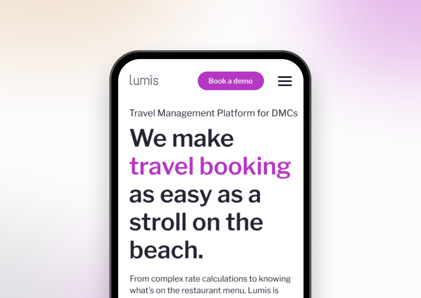 Homepage on mobile
