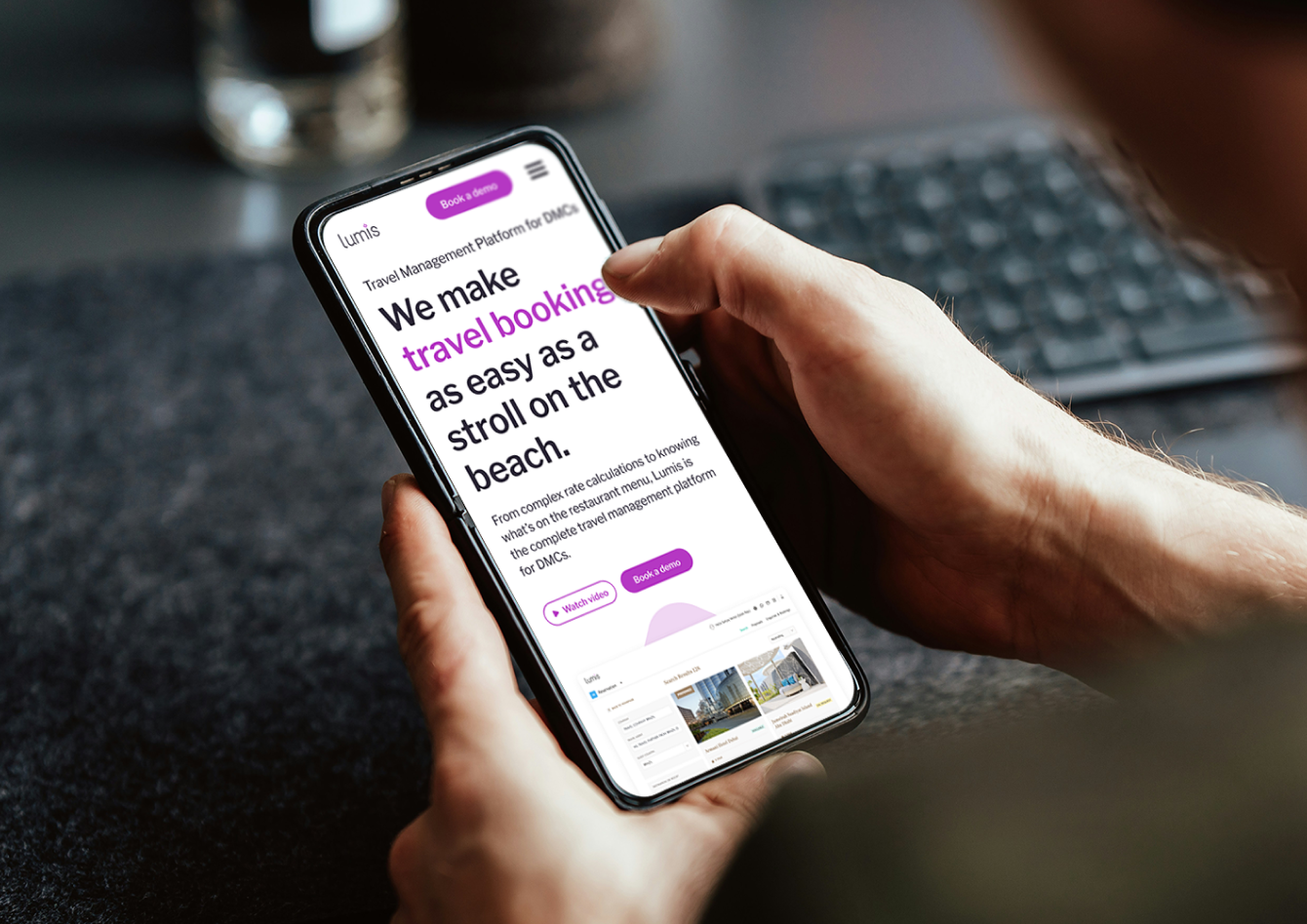 Homepage on mobile in hand