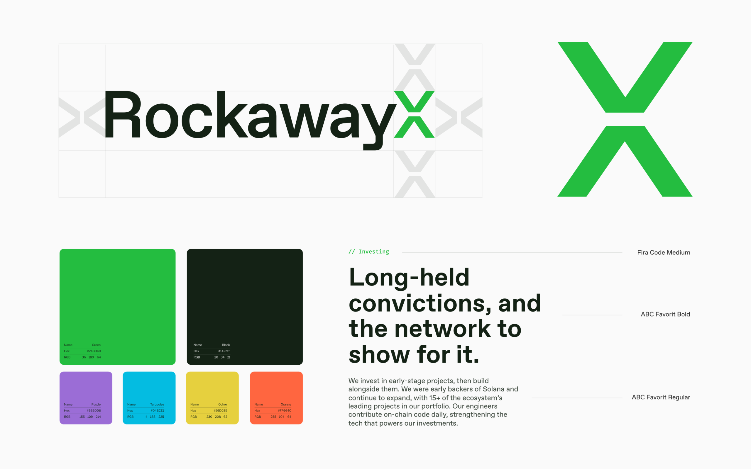 Brand sheet with logo, colours and typography