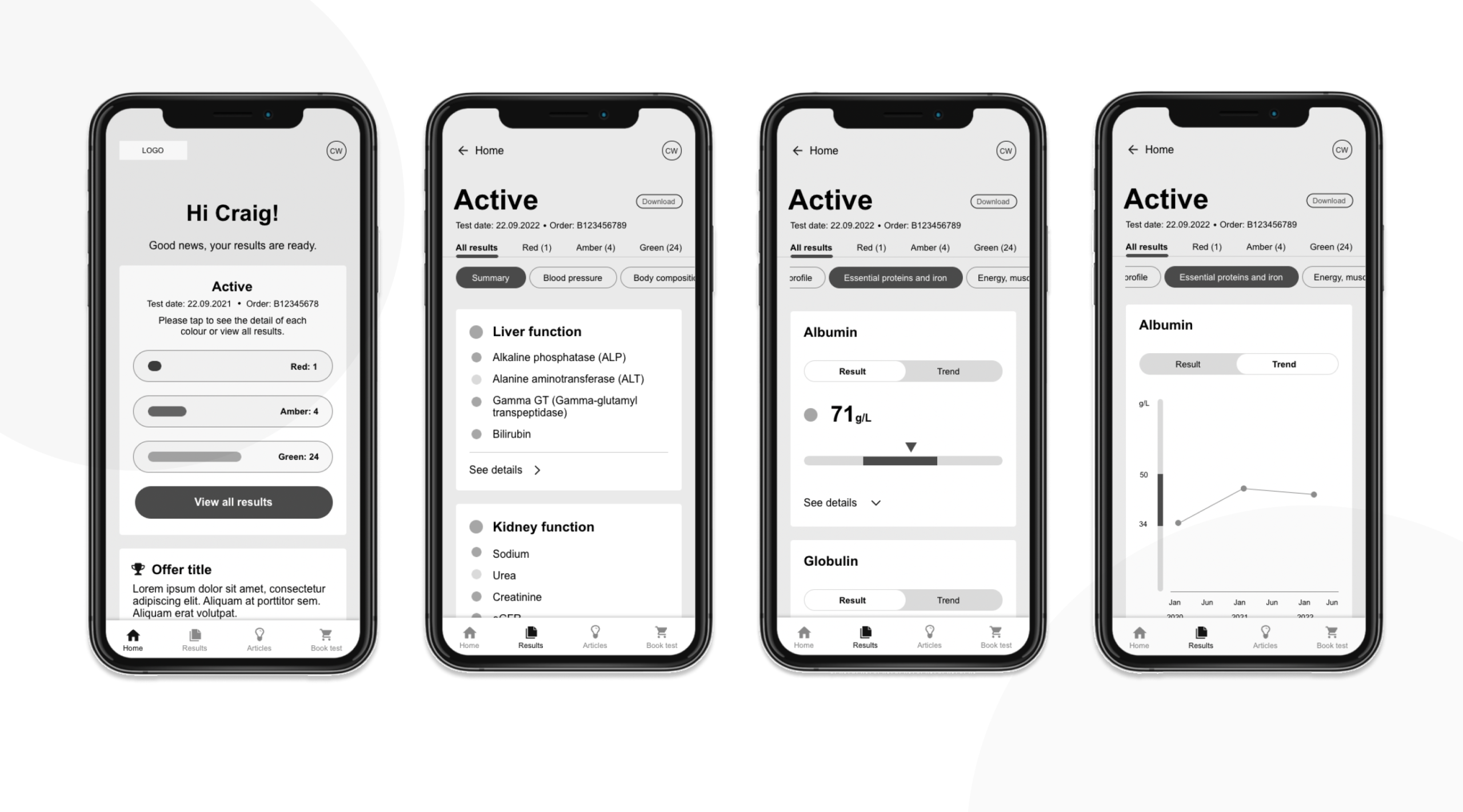 App wireframes